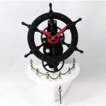 Relógio de mesa de engrenagem de leme de navio de metal