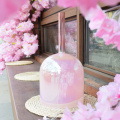 Cuenco de canto de cristal de cerezo oriental con mango rosa transparente