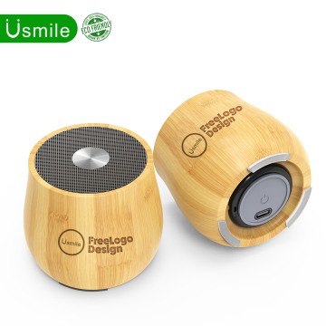 Mini Rechargeable Eco-Friendly Bamboo Wireless Speaker - Customizable Gift for Outdoors