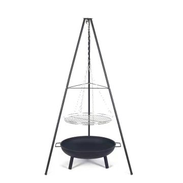 Factory direct sale wood burning fire pits outdoor camping fire pits with tripod hanging stand.