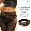 Leopard-Print Claw Spiked Belt for Women