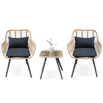 Rattan Outdoor Furniture Set: Garden Chair, Footrest, and Coffee Table
