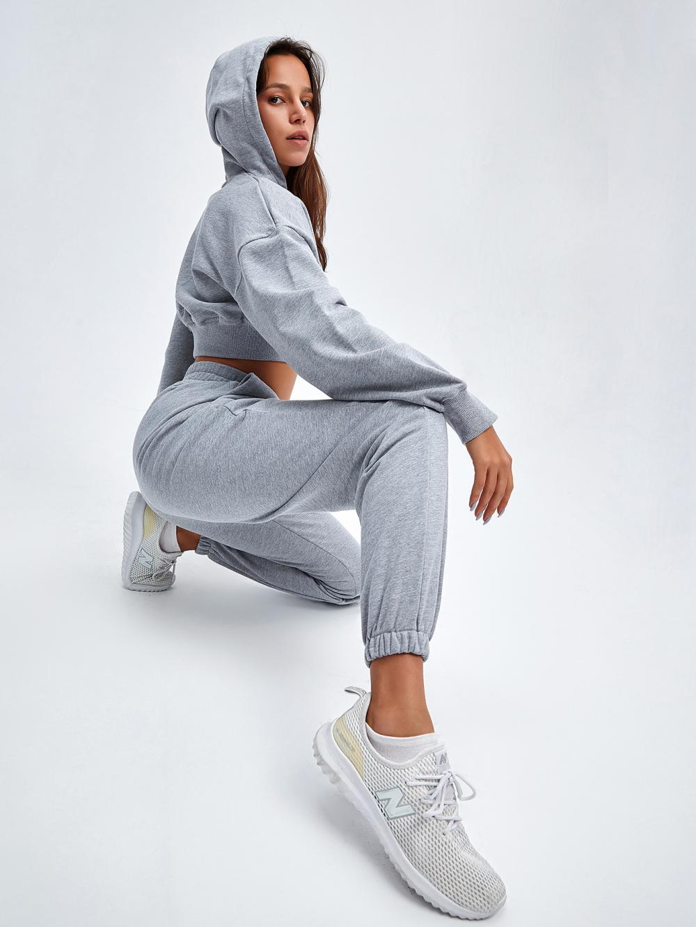 Womens Cropped Hoodie Tracksuit Set