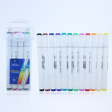12 Colors Twin Markers Pen Set for Sketch Drawing and School Use