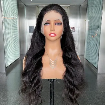 100% Brazilian human hair Peruvian Natural Virgin Human Hair Wig Body Wave Transparent HD Lace Frontal Wigs For Black Women