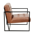 Vente chaude durable Salon personnalisé Meubles Salon moderne Chaise en cuir Chaise de loisirs en cuir avec jambe en métal