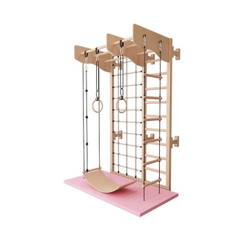 2023 Premium Indoor Children's Playground: Wooden Wall Bars & Fitness Stations