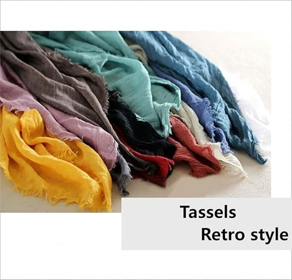 Cotton Blend Crinkle Vintage Soft Scarf with Fringed Edges,linen scarf,shawl,travel scarf
