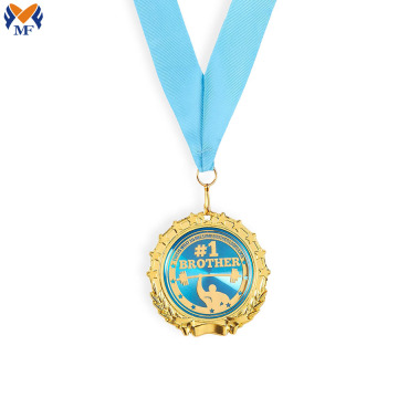 Custom blue enamel of gold metal medals