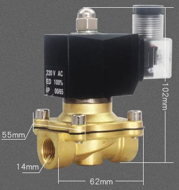 Overall dimension of 3/8'' Thread CKD Type ADK11-10N/G/A Solenoid Diaphragm Valve