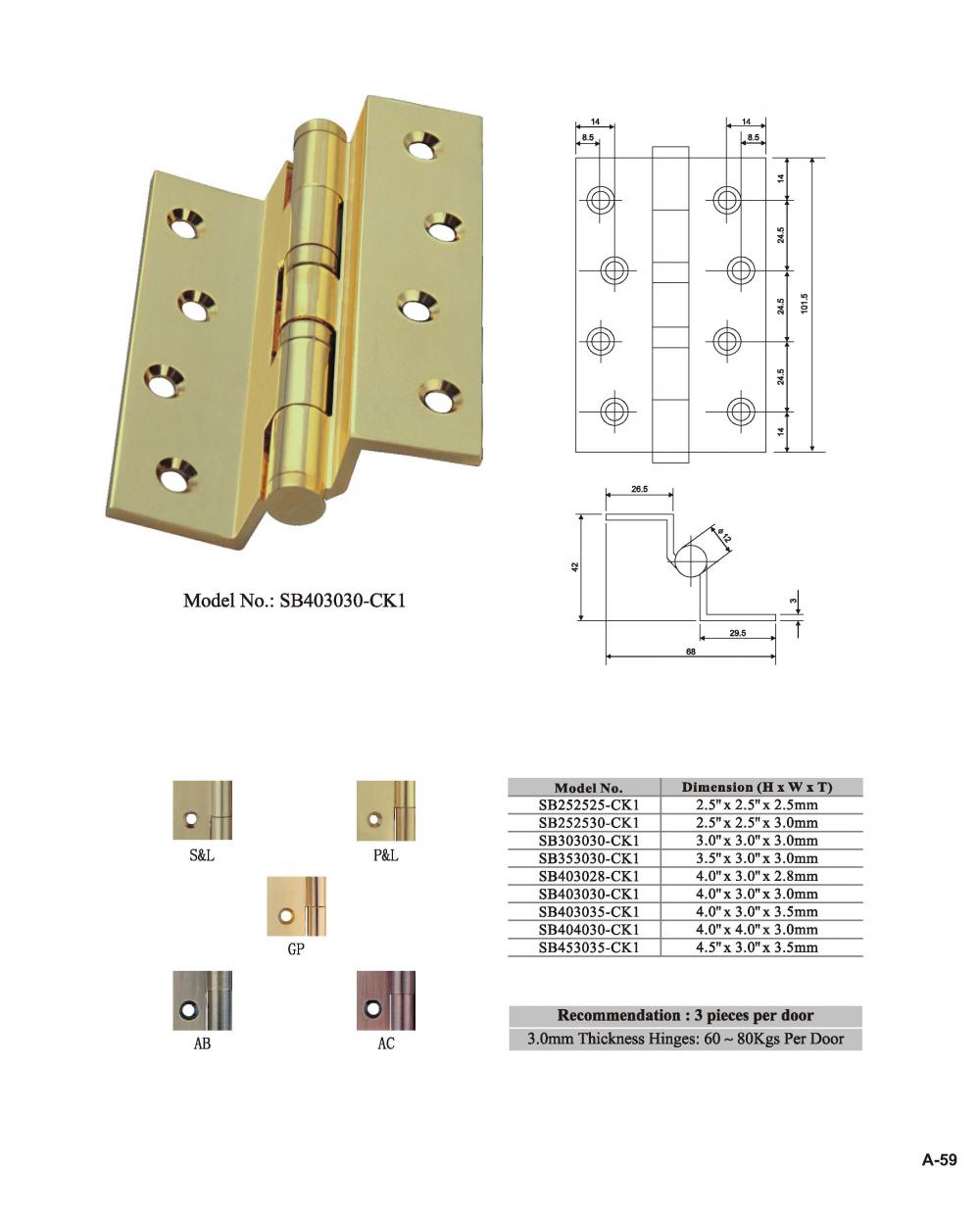 High Quality Brass Door Hinges Customized