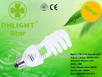 24w 220v 12mm Half Spiral Energy Saving Lamp/ Bulb With CE