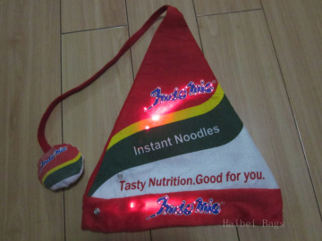 Flashing Plush Santa Hat with Lights (hbch-15)