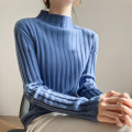 Solid color vertical pit half turtleneck bottoming shirt