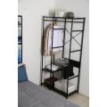 clothes rack with black metal wardrobe