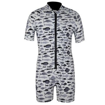 Seaskin Summer Short Sleeve Zip One Piece Print Kids Jumpsuit Rashguard