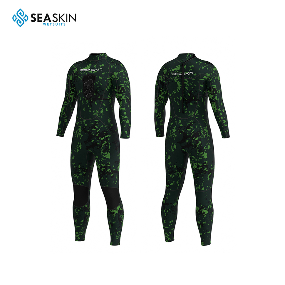 Seaskin 2mm Neoprene One Piece Wetsuit for Men Back Zip Long Sleeve Diving Suit