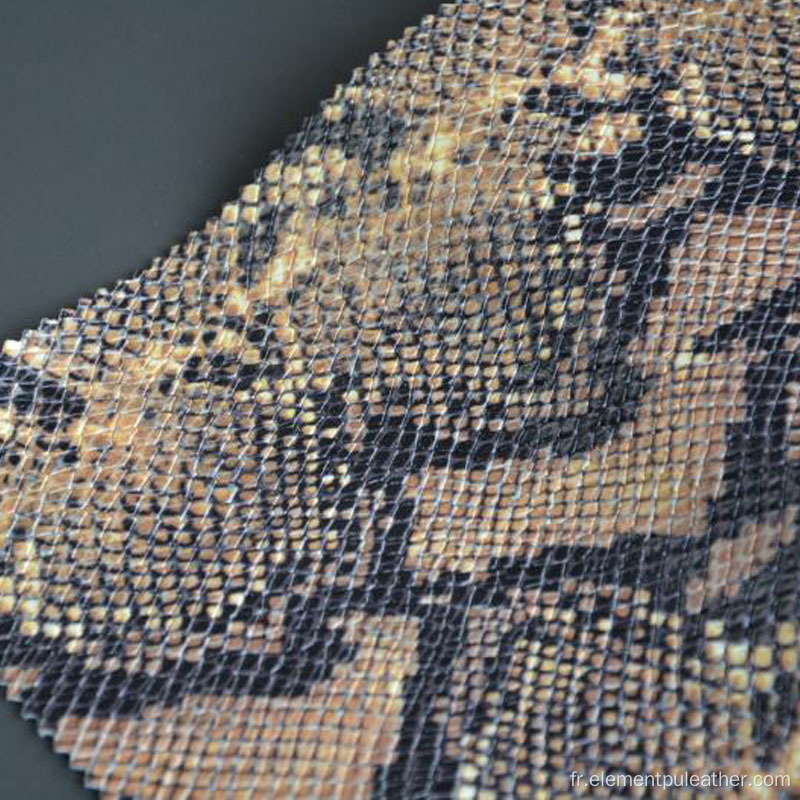Cuir PU synthétique peau de serpent pour vêtement