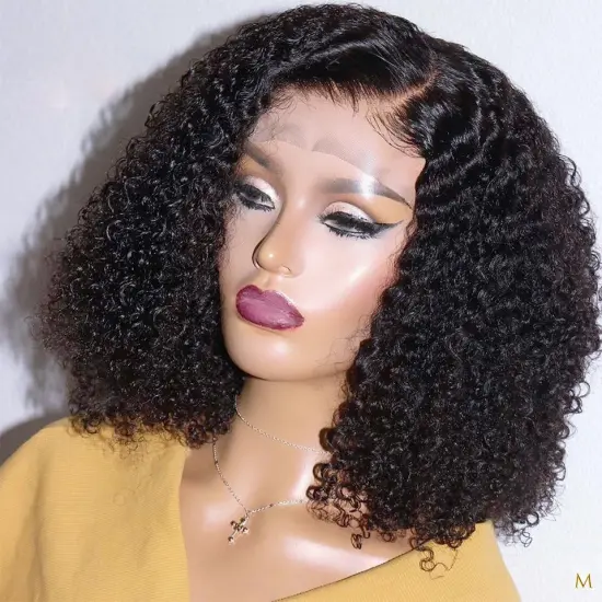 100% brazilian virgin human hair short afro kinky curly bob lace front wigs 13x4 wavy curly bob full lace wig for black women