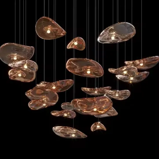 Modern Luxury Glass Chandelier for Restaurant, Hotel, and Living Room Ceiling