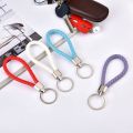 Hot Sale PU Leather Braided Woven Rope Keychain DIY Bag Key Chain Holder Car Trinket Keyring Promotional Keychains & Carabiners