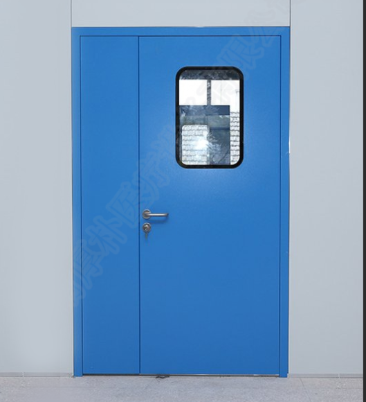 ประตูทำความสะอาดเหล็กสีฟ้า blue steel clean door