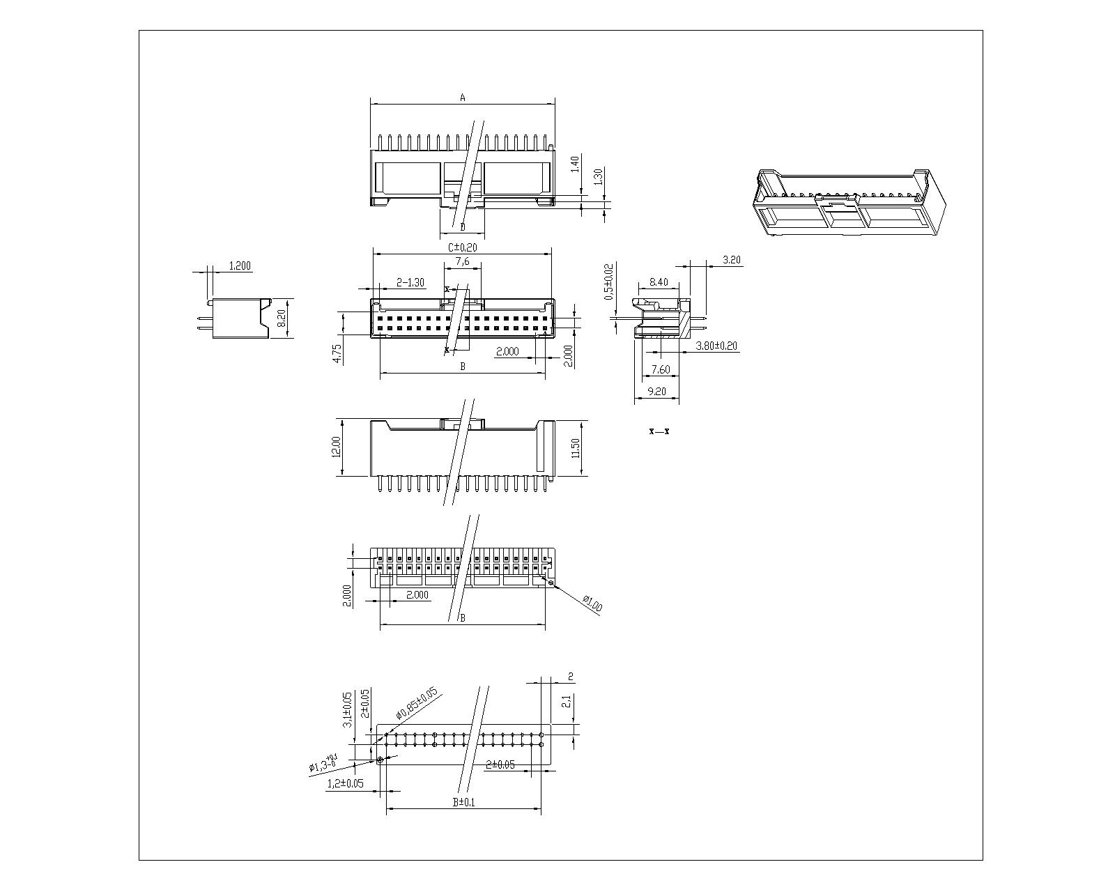 2.00mm pitch 180° Wafer Connector series AW2018V-2xNP