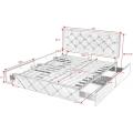 4 Storage Drawers Leather Upholstered Platform Bed Frame