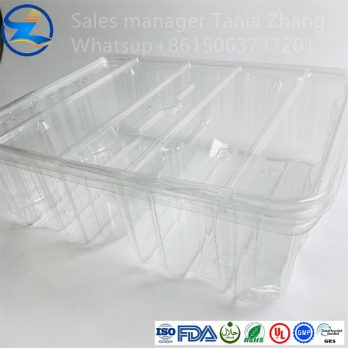 Thermoforming transparent food grade PET packaging box