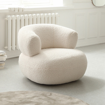 U-shaped sofa small white chair