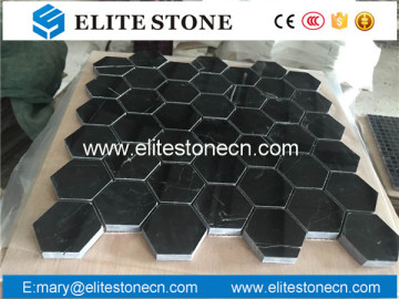 nero marquina black marble 2 inch hexagon mosaic tile polished