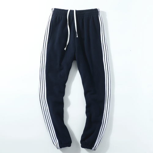 Micro Fleece Pants With White Vertical Stripes