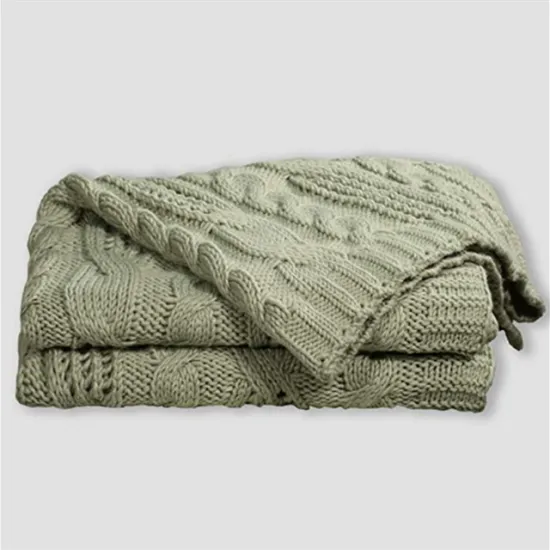 Decorative Cable Knit Super soft summer knitted thermal textured chenille throw blanket
