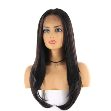 X-TRESS new long straight synthetic hair lace front wigs black color free part lace wigs with baby hair wigs for black women