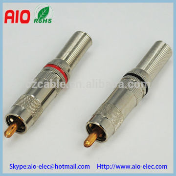 Bulk packing premium RCA plug connector with nickel plated body w spring