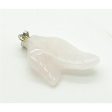 Double leaves Shape Rose Quartz pendant