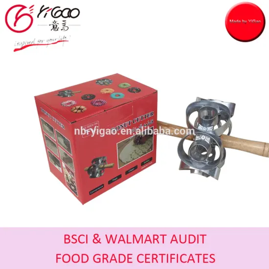 with 2016 new designed aluminium donut cutter with wooden handle