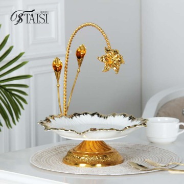 Ceramic Gold Cake Stand for Restaurant