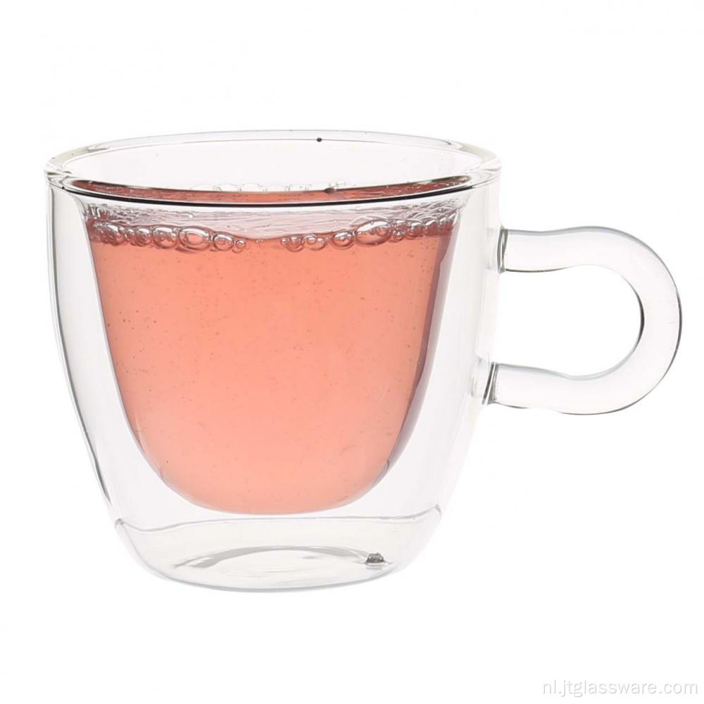 Dubbellaagse beker van borosilicaatglas voor groene thee