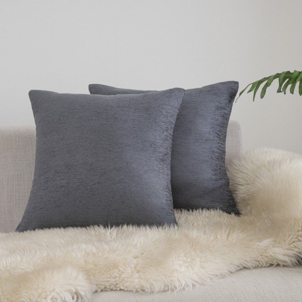 Chenille Dark Grey Pillow Case Jpg
