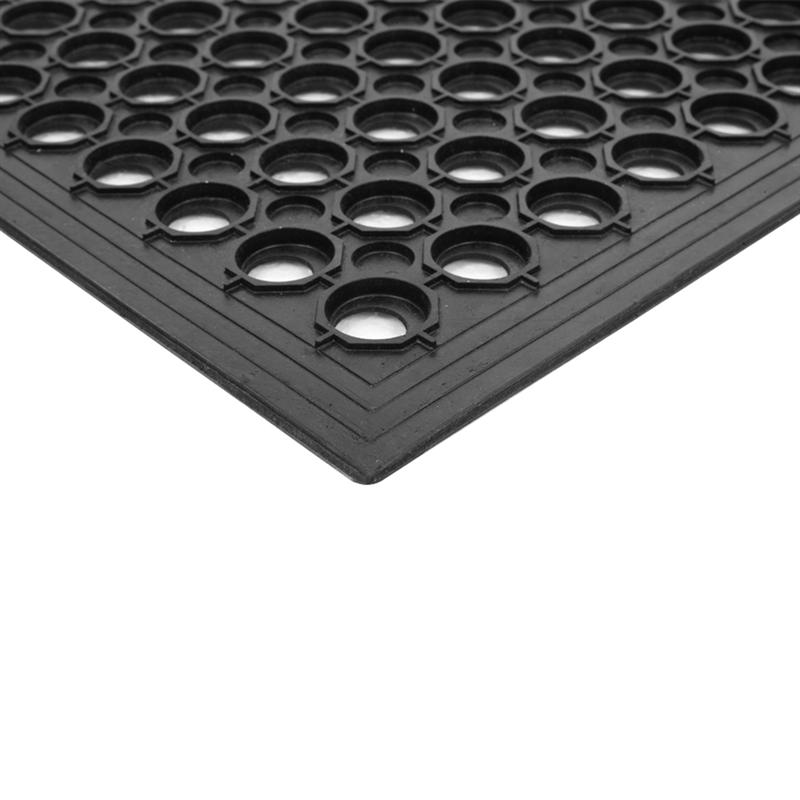 Bar Kitchen Industrial Multi-functional Anti-fatigue Drainage Rubber Non-slipping Hexagonal Mat 150x90cm