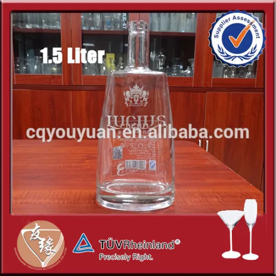 Large size 1.5l transparent glass bottles for spirit
