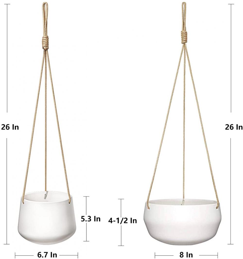 ポリエステルロープを備えた2つの植物ポットのセット