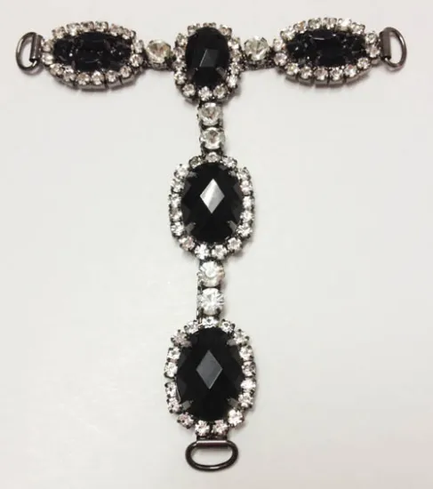 Black Stone and Rhinestone Sandals Chain for T Bar Sandals