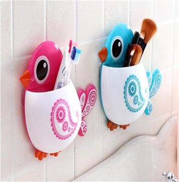 N134 plastic blue bird shaped toothbrush holder