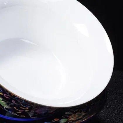 blue gold wrapped branches flowers Enamel painted pottery