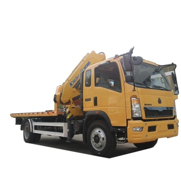 Howo mini 5 tons flat bed platform wrecker tow truck with crane machine sale in Togo