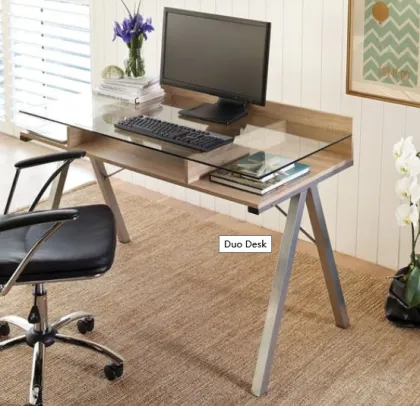 Wooden Study Desk Glass Top