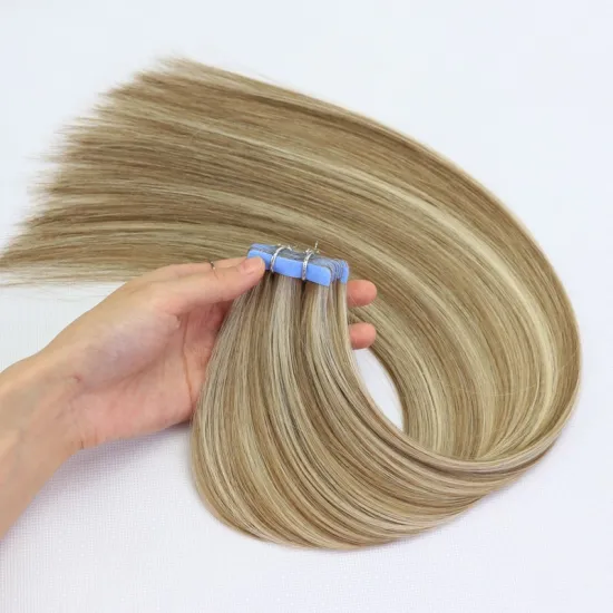 100% Brazilian Collagen Protein Hair Custom Straight Silky Pre Bonded Tape In Human Hair Extensions Double Drawn Straight Hair