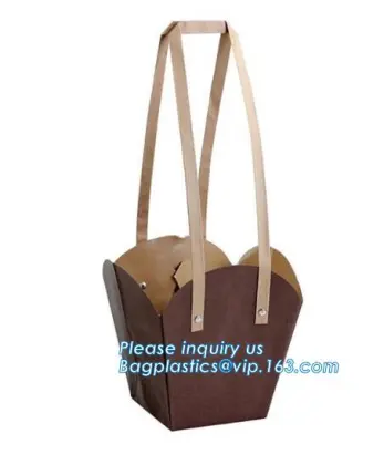 Paper Flower Basket Portable Flowers Boxes 12x11x43cm Paper carton portable florist Waterproof Fresh flower Carrier Holder